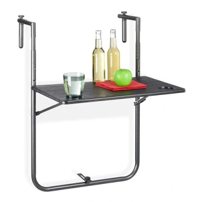 Afbeelding van Relaxdays balkontafel inklapbaar zwarte klaptafel hangtafel balkon verstelbare tafel