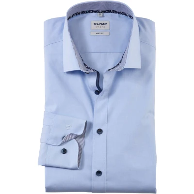 Afbeelding van OLYMP Level Five Body Fit Overhemd blauw, Effen