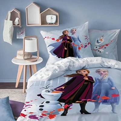 Afbeelding van CTI Frozen 2 Beddengoedset Disney de ijskoningin, 135 x 200 cm + 80 cm, Anna, Elsa en Olaf, meisjesbeddengoed, 100% katoen, kinderbeddengoed,