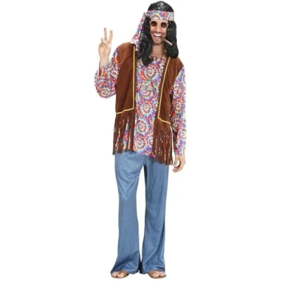 Afbeelding van Widmann Hippie Kostuum Man Psychedelisch Multicolor Small Carnavalskleding Verkleedkleding