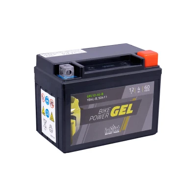 Afbeelding van intAct Bike Power GEL12 4L B, CB4L 50411, motoraccu 12V 4Ah 60A (EN), onderhoudsvrije gel met 30% meer startvermogen, voor scooters, motoren, quads, zitmaaiers, 120x70x92 mm