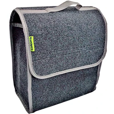 Afbeelding van Sakura kleine kofferbak organizer met flap voor auto&#039;s en andere voertuigen SS5232 donkergrijs tapijtmateriaal, klittenband, handgreep, 29 x 15 30 cm