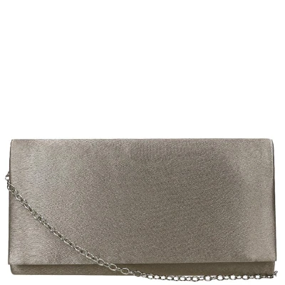 Afbeelding van Bulaggi clutch voor Dames / Schoudertas Satijn Taupe Avondtasje met schouderriem/ Effen handtasjes