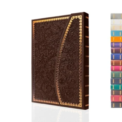 Afbeelding van VICTORIA&#039;S JOURNALS Magnetisch dagboek, snijwerk, vintage notitieboek, kunstleer, harde kaft, persoonlijk dagboek met gelinieerde pagina&#039;s en bladwijzer van lint, 20,4 x 14,5 cm