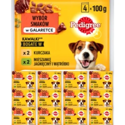 Afbeelding van Pedigree Natvoer voor honden, gelei, kip en lam, multipack (13 verpakkingen x 4 zakken 100 g)