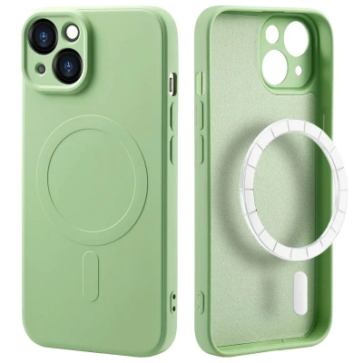 Afbeelding van Apple iPhone 14 MagSafe Hoesje Siliconen en TPU (zacht) iMoshion Softcase/Backcover Groen Telefoonhoesje