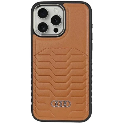 Afbeelding van Bescherming Audi Synthetic Leather MagSafe iPhone 14 Pro Max 6.7&quot; brown hardcase