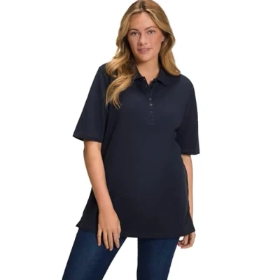 Afbeelding van Ulla Popken Poloshirt, Dames, Maat: 50/52, Marine