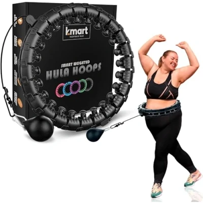 Afbeelding van K MART Smart Hula Ring Hoops, Hoela cirkel 24 afneembare fitnessring met 360 graden automatische rotatie, massage (zwart antraciet)