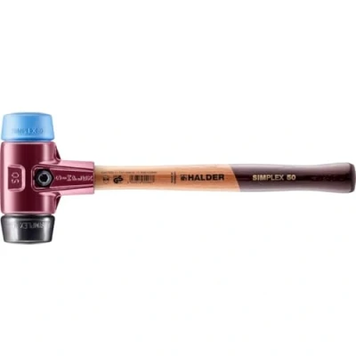 Afbeelding van Halder Kunststofhamer lengte 350 mm hoofd d. 50 zacht/middelhard hout TPE soft blauw/rubber zwart 1 stuk 3012.050
