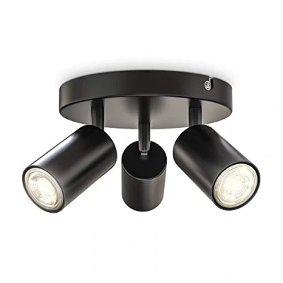 Afbeelding van B.K.Licht Zwart Opbouwspot met 3 lichtpunten draaibar excl. GU10 lichtbron