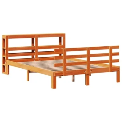 Afbeelding van vidaXL Bedframe met hoofdbord massief grenenhout wasbruin 150x200 cm