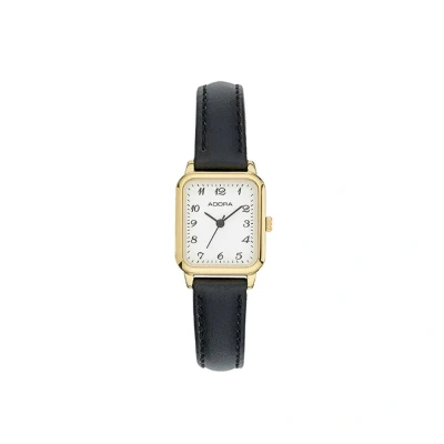 Afbeelding van Adora Dames Quartz Horloge AB6565 met Leren Band en Goudkleurige Wijzerplaat