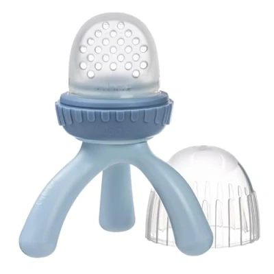 Afbeelding van B.BOX Blauwe fopspeen, babyfopspeen met statief, babyvoeding 5 maanden + siliconen in levensmiddelenkwaliteit, veilig voor groenten en fruit stukken blauw