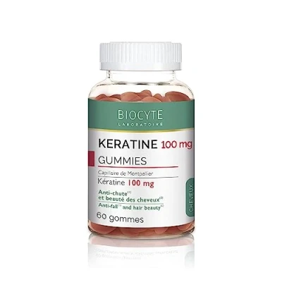 Afbeelding van BIOCYTE Keratine Gummies voedingssupplement tegen uitval en schoonheid van het haar keratine, vitamine E, zink, selenium, biotine 60 gommen 30 dagen inname