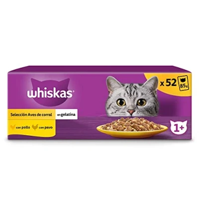 Afbeelding van Whiskas Natvoer voor volwassen katten, vogelkeuze in gelei (13 x 4 zakjes 85 g)