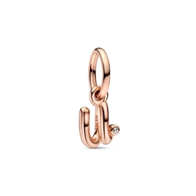 Afbeelding van PANDORA Buchstabe u Handschrift Charm Anhänger aus Sterlingsilber mit Zirkonia in der Farbe Roségold, Kompatibel Moments Armbänder, 782478C01