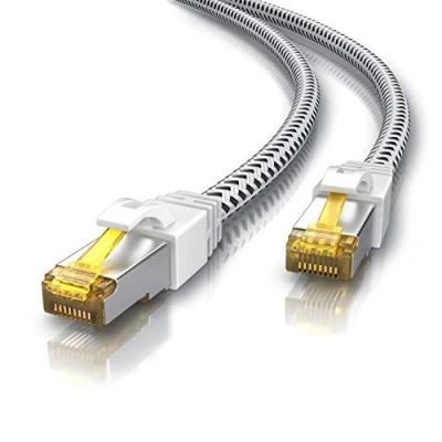 Afbeelding van CSL 0,5m Cat 7 netwerkkabel Gigabit Ethernet LAN kabel katoenen mantel 10000 Mbit S patchkabel Cat.7 ruwe FTP Pimf afscherming met RJ 45 stekker Switch Router Modem Access Point