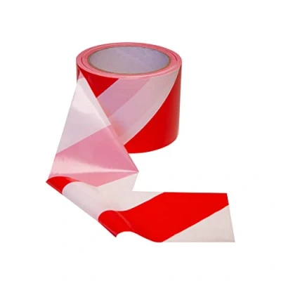 Afbeelding van PROlac Afzetband, stabiel en scheurvast, platte band voor gevaarlijke plaatsen, afsluitband in rood/wit, markeringstape, duurzaam, opvallend, waarschuwingstape ideaal buiten, 100 meter