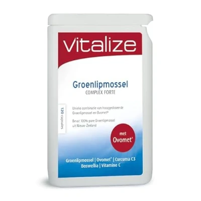 Afbeelding van Groenlipmossel Complex Forte 120 capsules Voor soepele gewrichten en sterke botten Draagt bij aan de vorming van collageen Vitalize