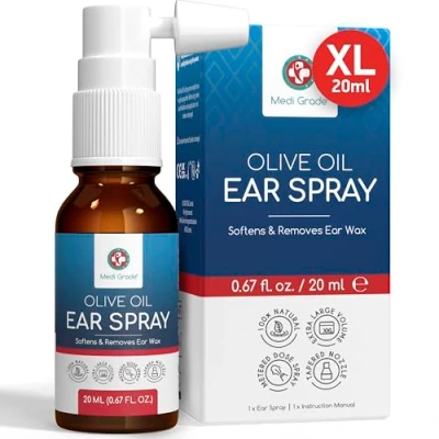 Afbeelding van Medi Grade Oorspray met Olijfolie Oorsmeer Verwijderaar voor Verstopte Oren, 20ml 100% Natuurlijke Verzacht en Verwijdert Ophoping van Meer dan 50 Sprays Oren Uitspuiten