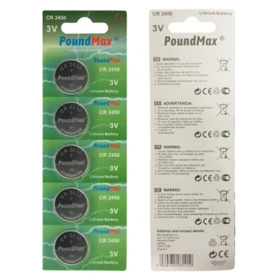 Afbeelding van 5 x PoundMax 2450 CR2450 DL2450 3V Lithium Coin Cell Batterijen