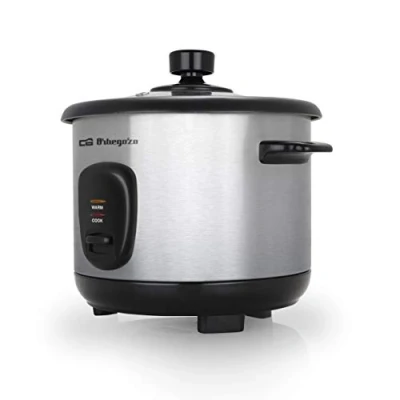 Afbeelding van Orbegozo CO 3025 Rijstkoker en stoompan, 1 liter inhoud, behuizing van roestvrij staal, anti aanbak aluminium pan, deksel gehard glas, 400 W vermogen