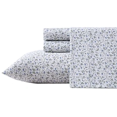 Afbeelding van Laura Ashley Home King Sheet Set, zachte satijnen katoenen beddengoed set slank, glad en ademend (braamble Vine Green, koning) (USHSA01235900)