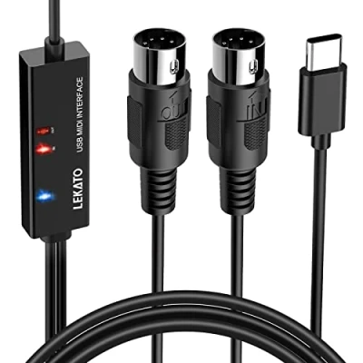 Afbeelding van LEKATO Type C MIDI Kabel, Adapter naar Interface 6.5Ft In Out Converter Toetsenbord PC/Mac/Laptop voor Instruments