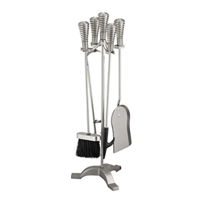Afbeelding van Relaxdays haardset 5 delig haardstel open haardgereedschap zilver