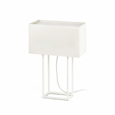 Afbeelding van Faro Lighting Vesper 2 Light Tafellamp Wit met Beige Kap, E27