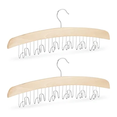 Afbeelding van Relaxdays riemenhanger accessoire hanger hout haken voor 12 riemen Pak van 2