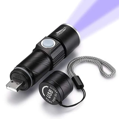 Afbeelding van DARKBEAM UV Licht Zaklamp Ultraviolet Oplaadbaar 365nm, Wood&#039;s Lamp Zwart Draagbare Mini LED Handheld Huisdier Urine, Kattenringworm, Amberkleurig Detector, Genezen Epoxy Resin, Zakformaat 370nm