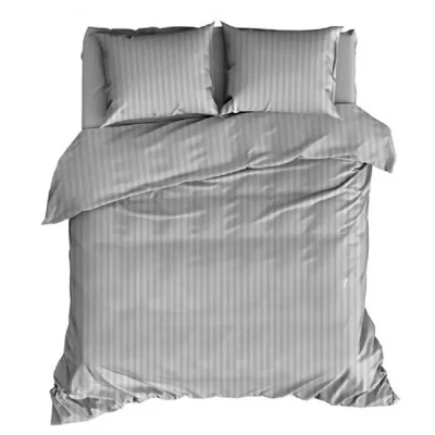 Afbeelding van Dekbedovertrek Satin D&#039;or Satijn Streep Silver 260 x 200 / 220 cm Extra Breed