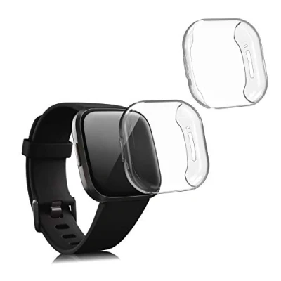 Afbeelding van kwmobile 2x smartwatch hoes geschikt voor Fitbit Versa 3 / Sense hoesje Siliconen sporthorloge cover Activity tracker case in transparant