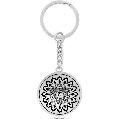 Afbeelding van Keel Chakra (Vishuddha) Sleutelhanger Zilverkleurig Talisman Roestvrij Staal Spiritueel Cadeau Pax Amare