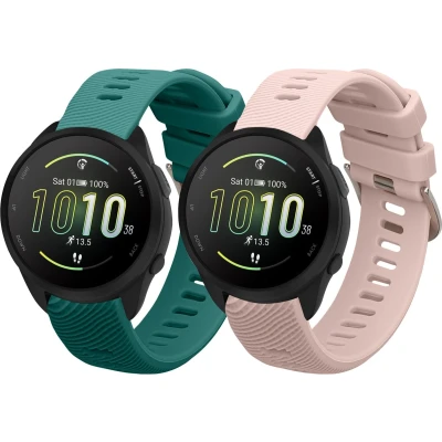 Afbeelding van kwmobile 2x armband geschikt voor Garmin Forerunner 165 / Music Bandjes fitnesstracker in groen oudroze
