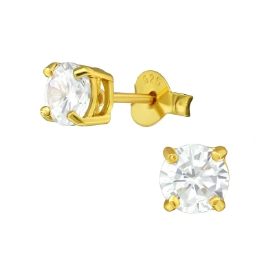 Afbeelding van JoyS Zilveren oorknoppen 5 mm ronde oorbellen 14k goudplating
