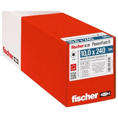 Afbeelding van Fischer PowerFast II 566346 Houtschroef 10 mm 240 Binnen T, Interne vertanding, TX, Torx, T profiel Staal Galvanisch verzinkt 50 stuk(s)