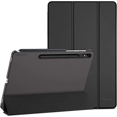 Afbeelding van ProCase Hoes voor 12,4 inch Galaxy Tab S8 Plus/Tab S7 FE/Tab Plus (SM X800/X806) T730/T733/T736/T738) T970/T976/T978/T975) Drievoudig vouwbaar beschermhoesje, ultradun, zwart