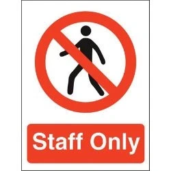 Afbeelding van Seco Staff Only Sign, 150mm x 200mm Zelfklevend Vinyl, Zwart/Rood/Wit