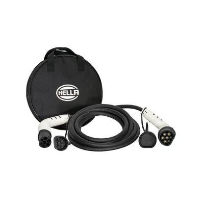 Afbeelding van HELLA 8KE 358 255 061 oplaadkabel voor EV elektrische auto&#039;s en plug in hybride 16A fasen: 3 11kW laadkabellengte: 6m laadstekker type 2 wit