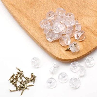 Afbeelding van DEANKEJI 25 stuks ronde glazen houders clips en schroeven, plankbeugel houder, kastglazen zijn geschikt voor het bevestigen van 1 4 mm dik glas, kastdeuren spiegels