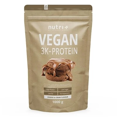 Afbeelding van PROTEIN POWDER VEGAN Cookies &amp; Cream 1kg 79% proteïne Nutri Plus Shape Shake 3k spieropbouwend Veganistisch proteïnepoeder