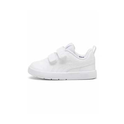Afbeelding van Puma Courtflex V3 Hardloopschoenen competitie voor kinderen, Maat: 27, white silver mist Imitatieleer/ textiel