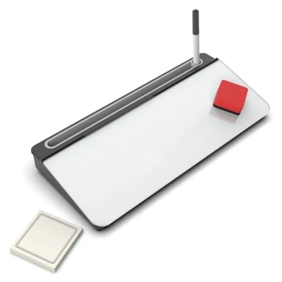 Afbeelding van Audio Visual Direct Glazen kladblokset voor bureautoetsenbord, White Dry Erase (inclusief marker, gum en sticky notes)