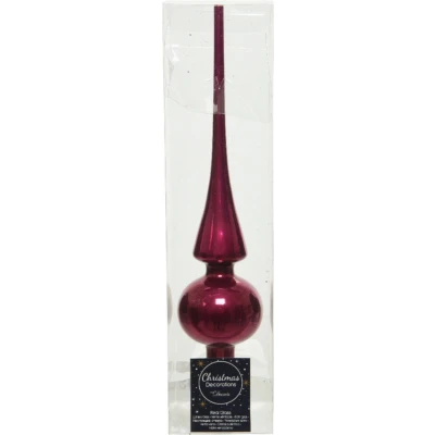Afbeelding van Decoris Kerstboompiek 26 cm glas framboos roze