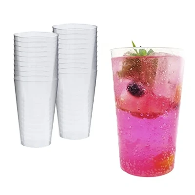 Afbeelding van Silverkitchen 20 x plastic bekers 500 ml helder + 2 extra bekers, herbruikbaar bruikbaar, onbreekbaar, hard plastic, Made in Germany