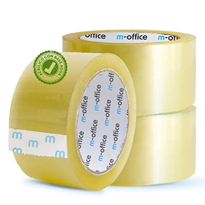 Afbeelding van m office Cinta Adhesiva Transparente, de Embalar para Embalaje Cajas, Envíos, Mudanzas y Manualidades, Precinto Transparente Seguro Resistente (48mmx66m, x3)
