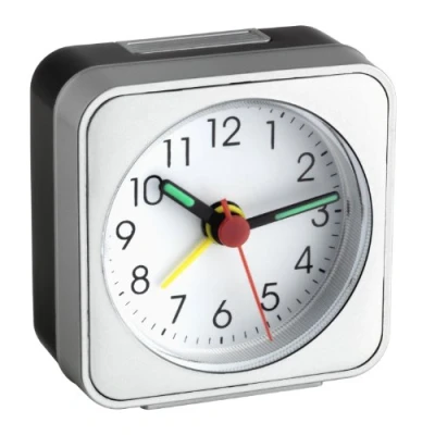 Afbeelding van TFA Dostmann Analoge wekker, 60.1019, analoog display met lichtgevende wijzers, stil uurwerk &quot;sweep&quot;, kunststof, zilver/wit, (L) 57 x (B) 29 (H) mm